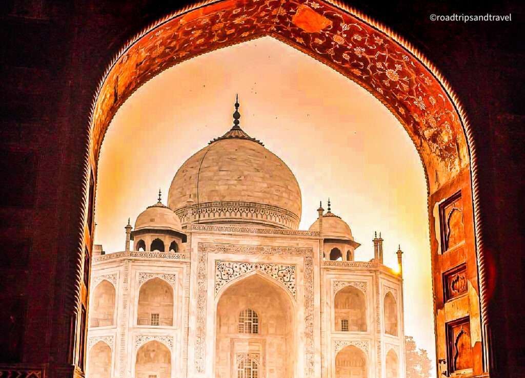 View of Taj Mahal at dusk